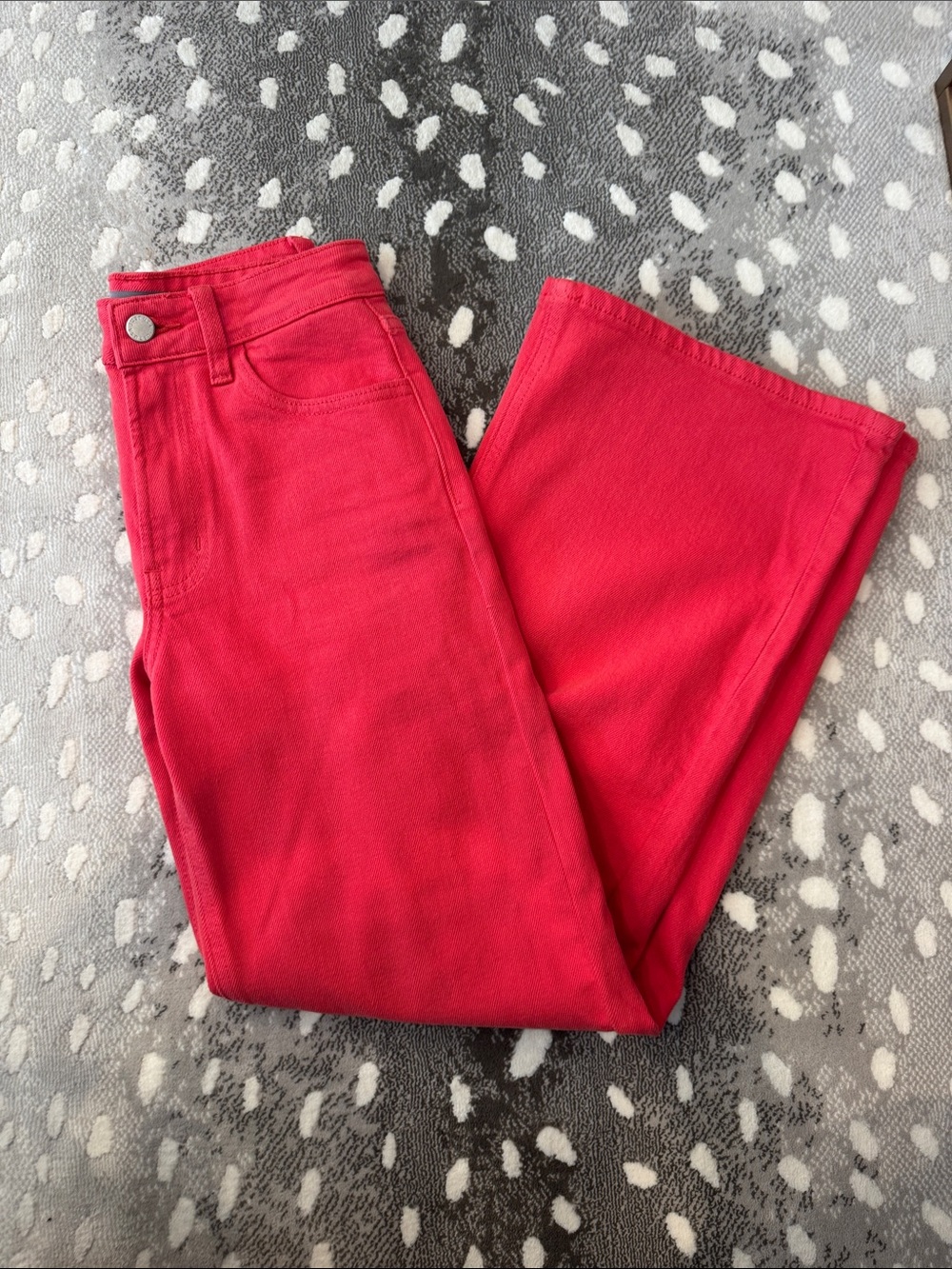 Women's High-Rise Red Wide-Leg Pants